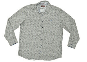 MCS Men's Gray Floral Long Sleeve Button Down Shirt Size 3XL Custom Fit Cotton
